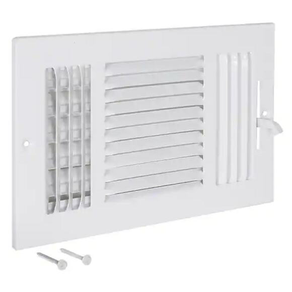 EZ-FLO 10 in. x 6 in. 3-Way Steel Wall / Ceiling Register, White - Picture 1 of 4
